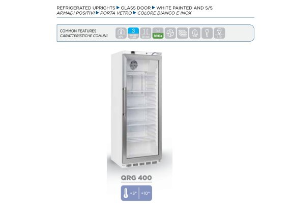 Frigorifero QRG 400 porta a vetri  litri 400, + 3 /+10°.